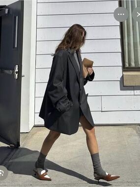 The Frankie Shop Dee Maxi Black Oversized Blazer